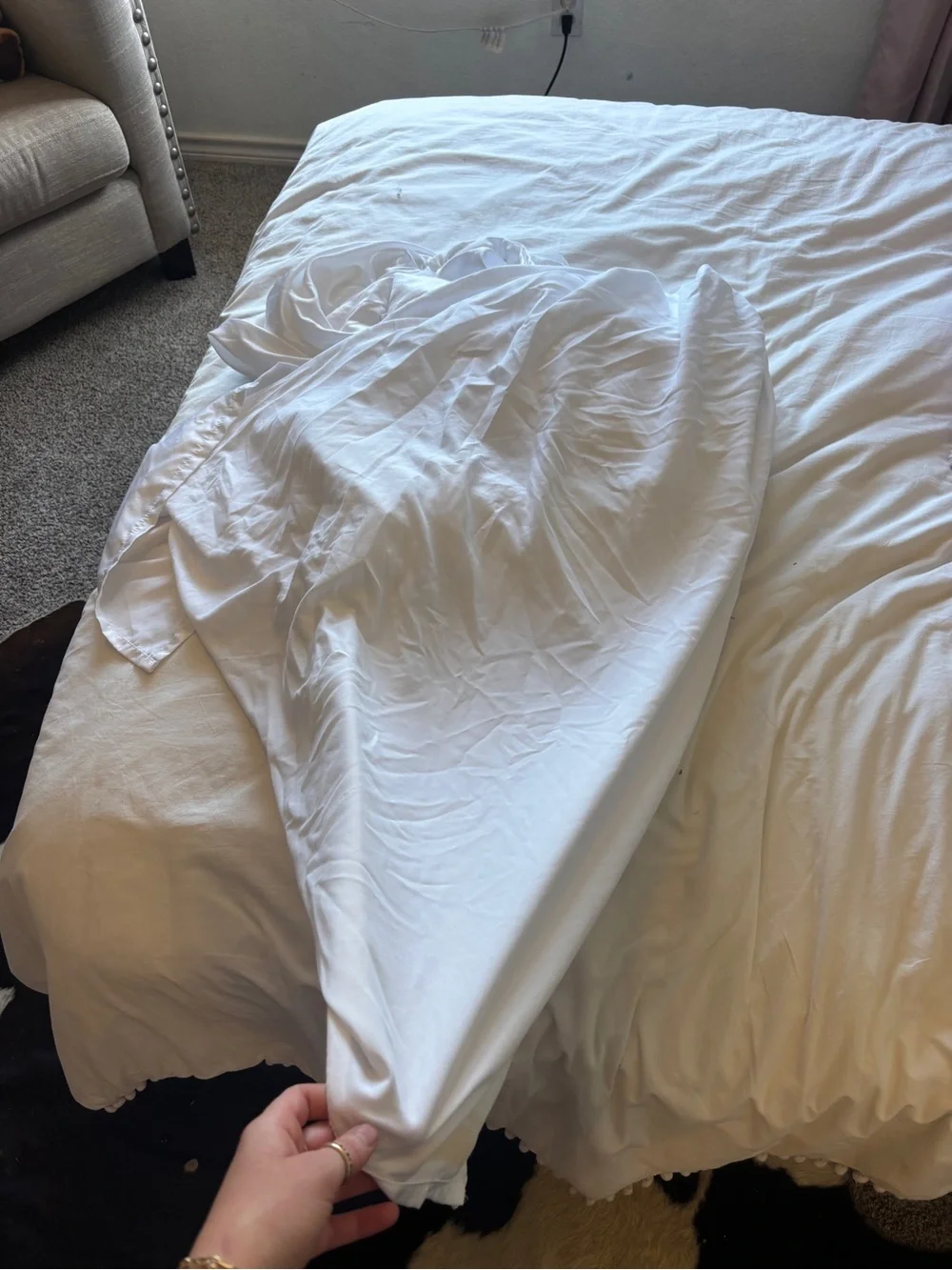 Long White Bed Skirt